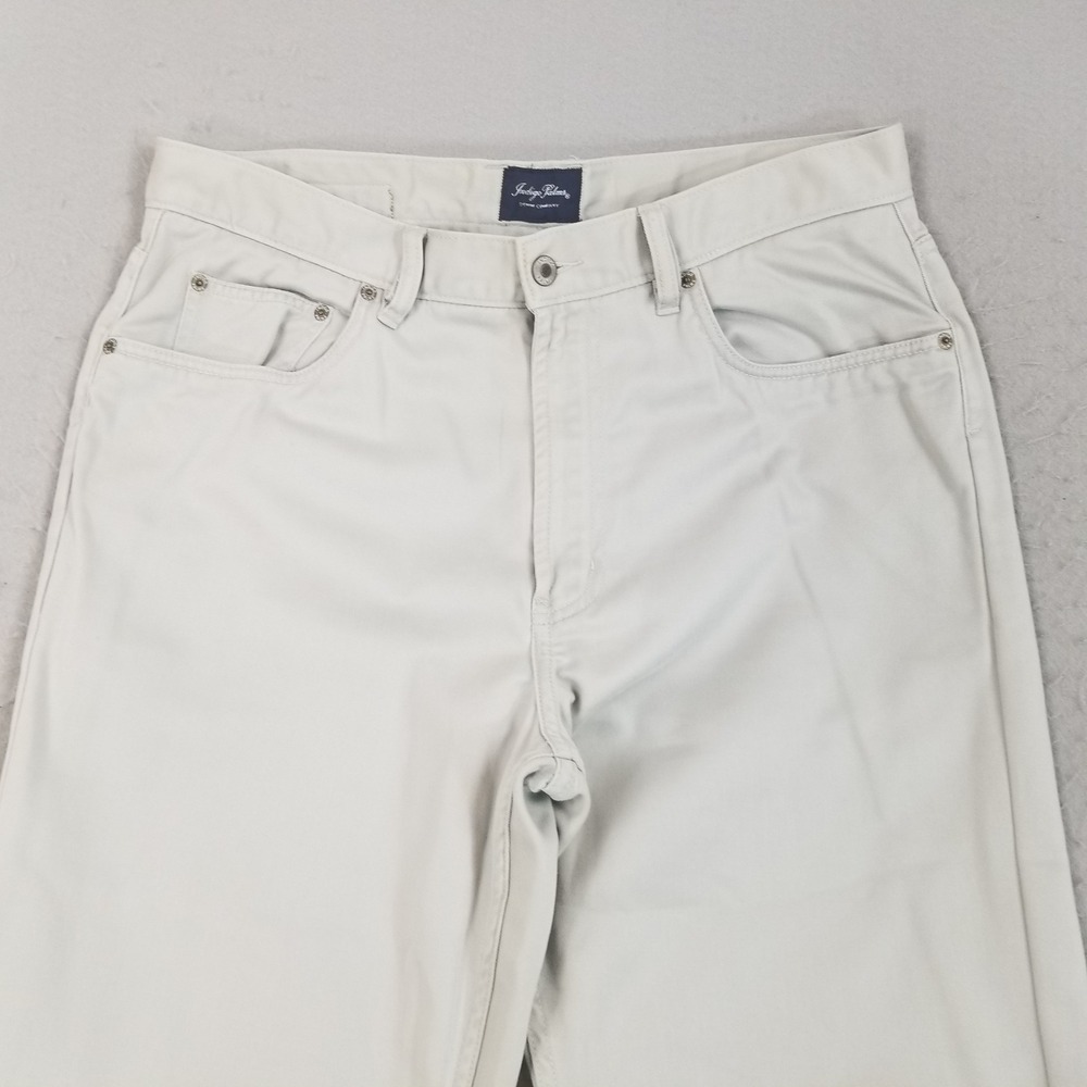 Indigo Palms Pants Men 36x32‎ Cream Classic Fit Tencel Cotton Straight Khaki - Picture 2 of 10